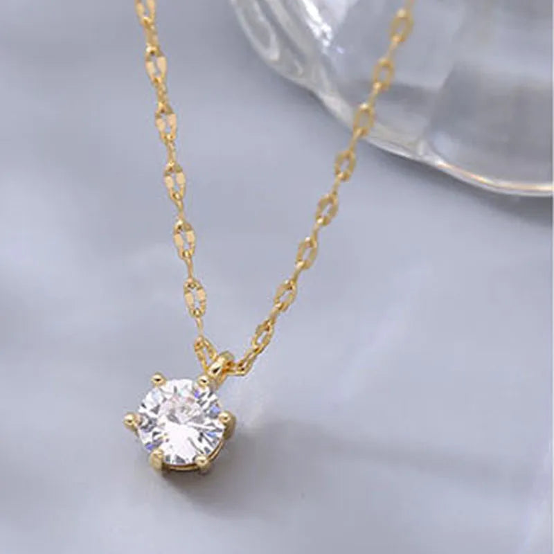 Sterling Silver Plated Necklace Versatile Single Sparkling Chain for Women