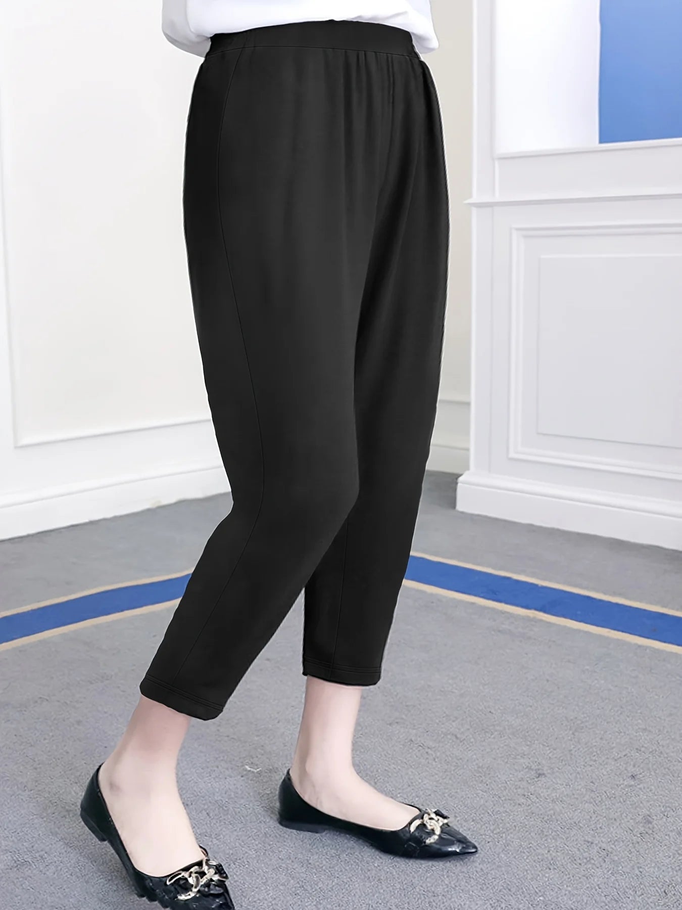 2024 Summer new women's plus size British street style knitted fabric fashion seven-minute pants