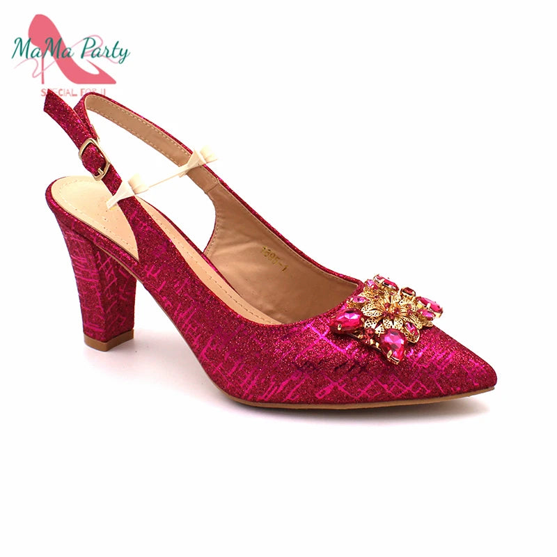 Fuchsia Color Italian Classics Design African Women Shoes