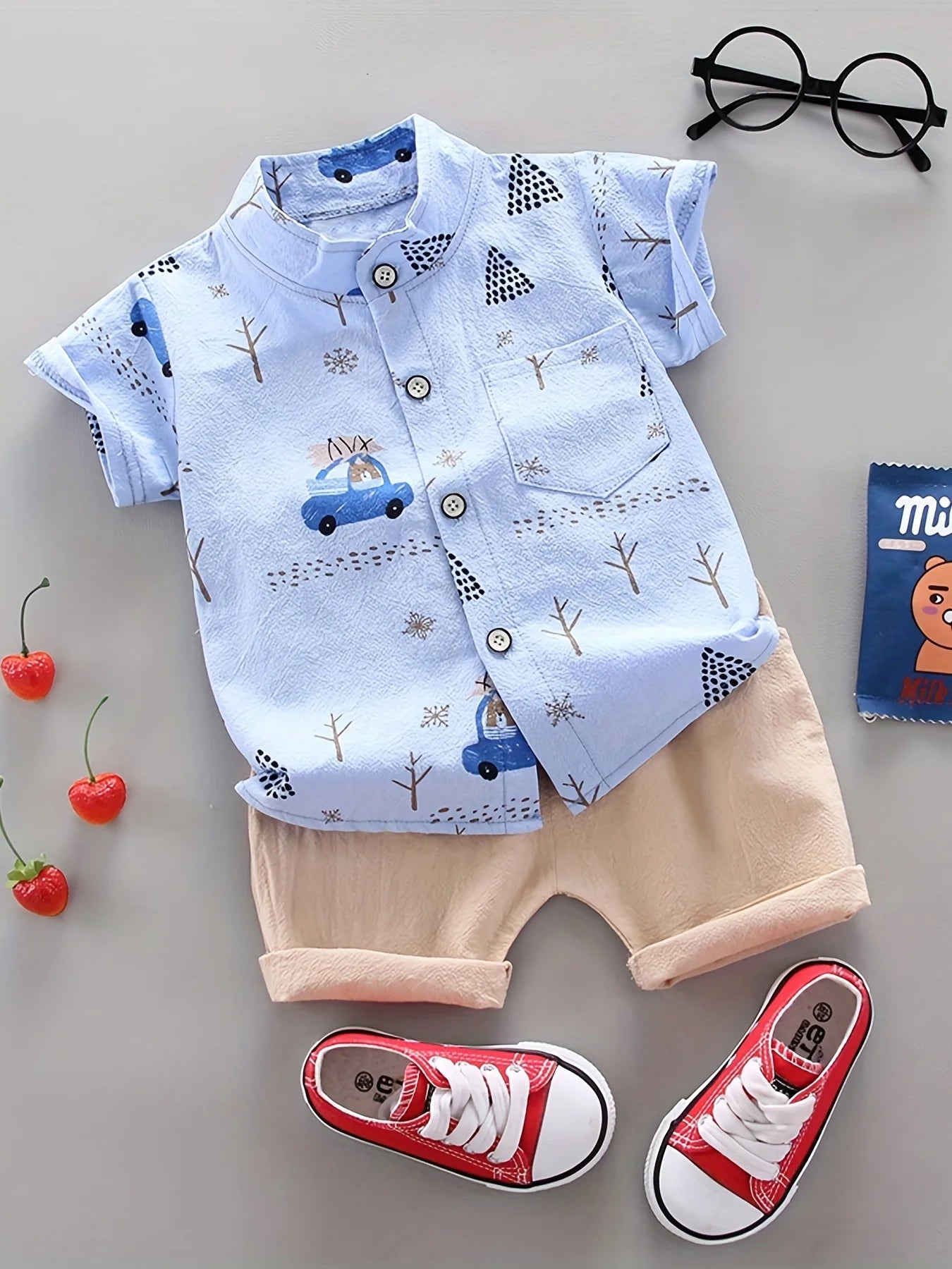 Infant and toddler short sleeved shorts set