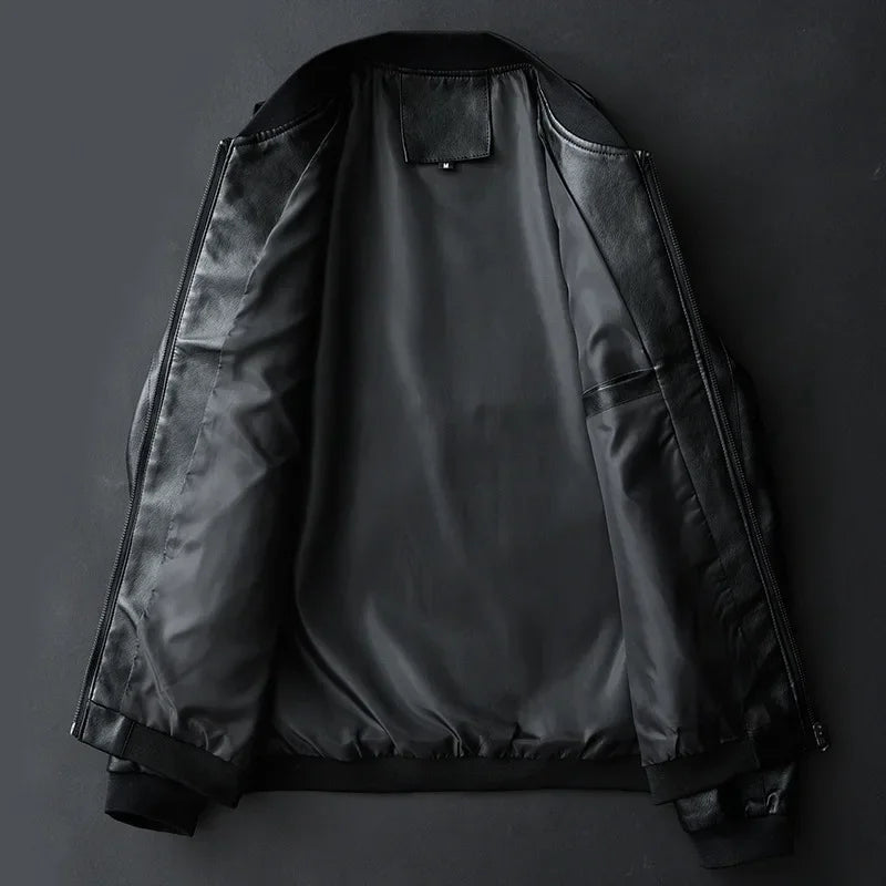 Nouvelle collection Automne 2024 - Blouson Biker en Cuir PU Noir pour Homme - Veste Coréenne Tendance - Coupe Slim Décontractée - Tailles jusqu'à 8XL