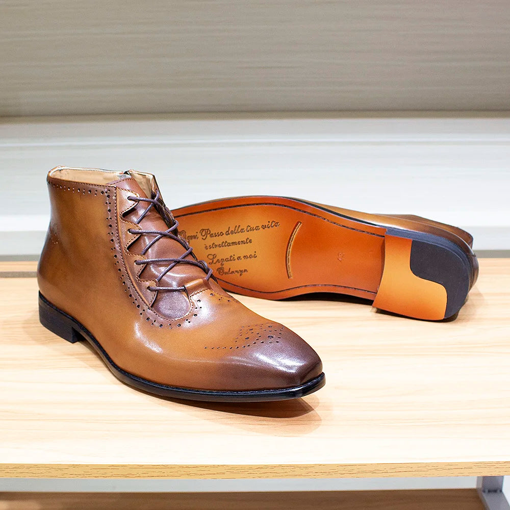 Genuine Leather Mens Ankle Boots