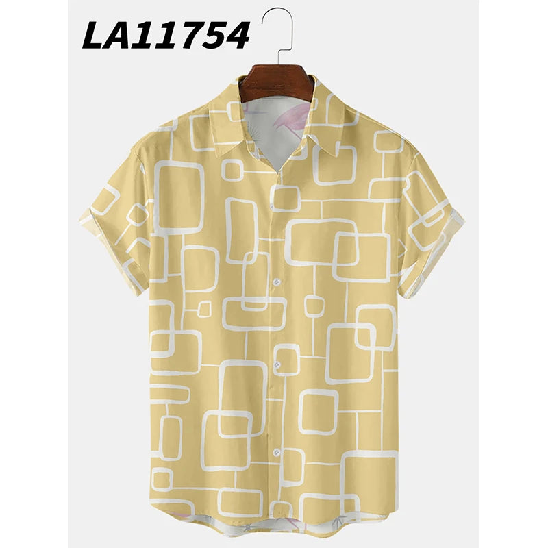 2024 Men's Shirts Creative Panda Printed Short Sleeve Shirt Men Street Summer Hawaii Beach Retro Harujuku For