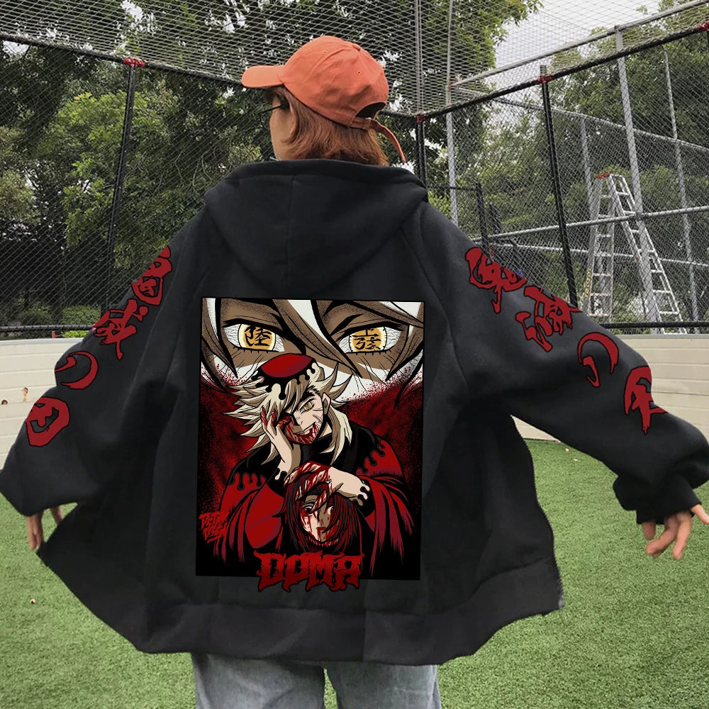 Douma Demon Slayer Anime Graphic Zip Up Hoodies