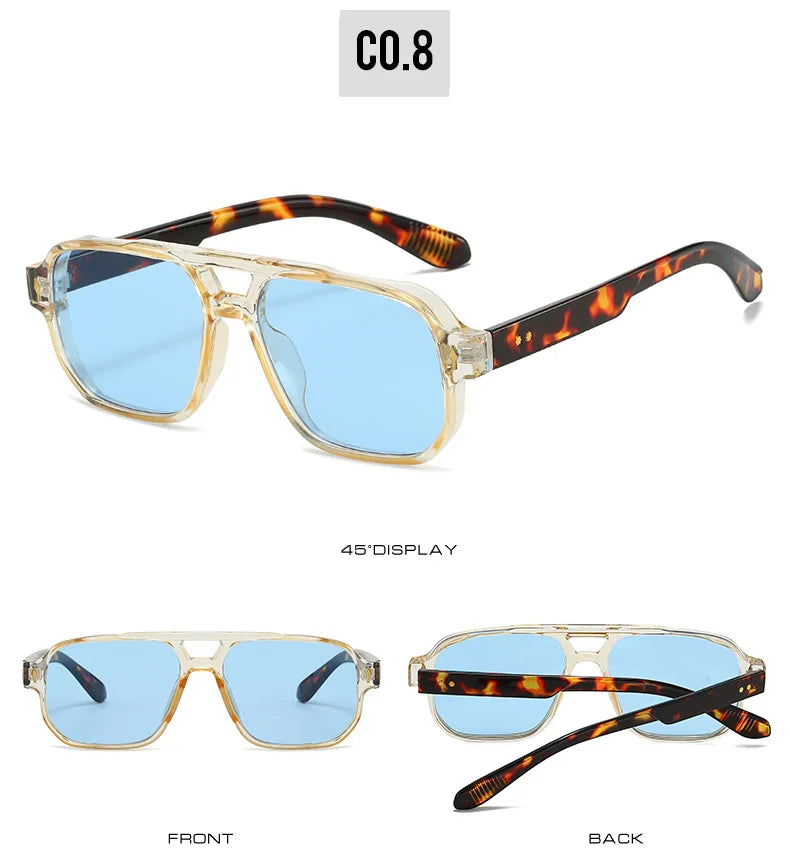 Fashion Square Sunglasses Women Men Driving Rivets Arrow Decoration Casual Travel Suitable for All Sun Glasses Uv400