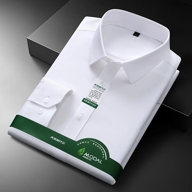 New Quality Anti-Wrinkle Men Shirt Long Sleeves Dress Shirts For Men Slim Fit Camisa Social Business White Office Shirt 4XL 5XL