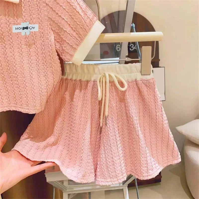 Girls Clothes Short Sleeve Top+Shorts