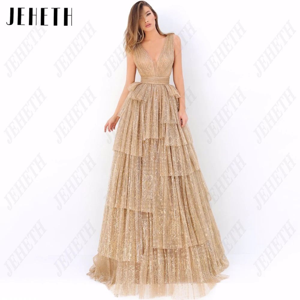 Tiered Evening Dresses Luxury Sparkly Tulle Bespoke Occasion Dress