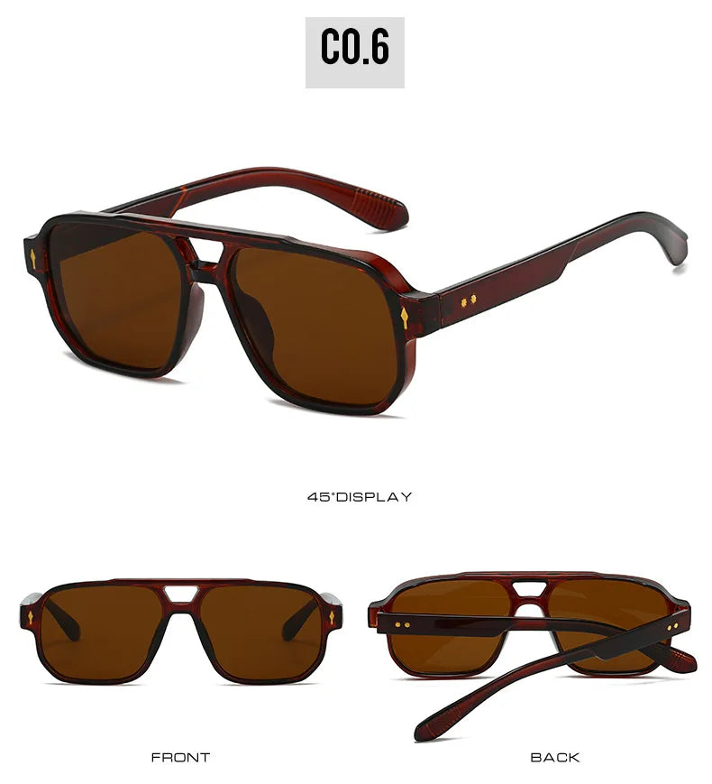 Fashion Square Sunglasses Women Men Driving Rivets Arrow Decoration Casual Travel Suitable for All Sun Glasses Uv400