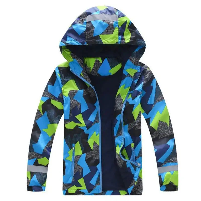 Boys Color Block Zip Up Casual Jacket