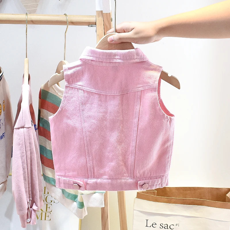 Kids Girls Pink Denim Coat