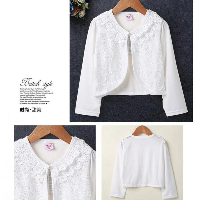 Fashion Short Girls Cape Coat Long Sleeve Thin Kids Clothes Cute Girls Cardigan Outerwear