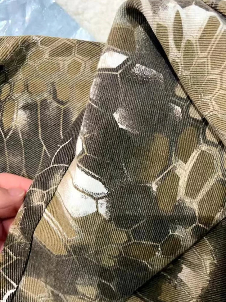 Snake Animal Print Camouflage Pants for Men Wide Leg Jeans