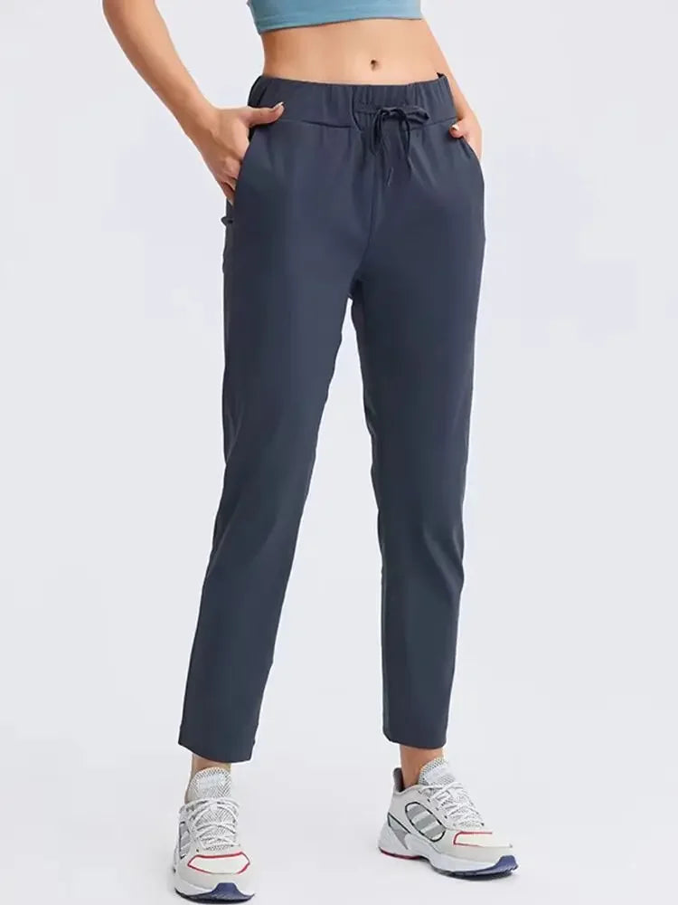 Lemon Women On The Fly Yoga Sport Pants Workout Running Leggings 4 Way Stretch Fabric with Side Pockets Outdoor Gym Trousers