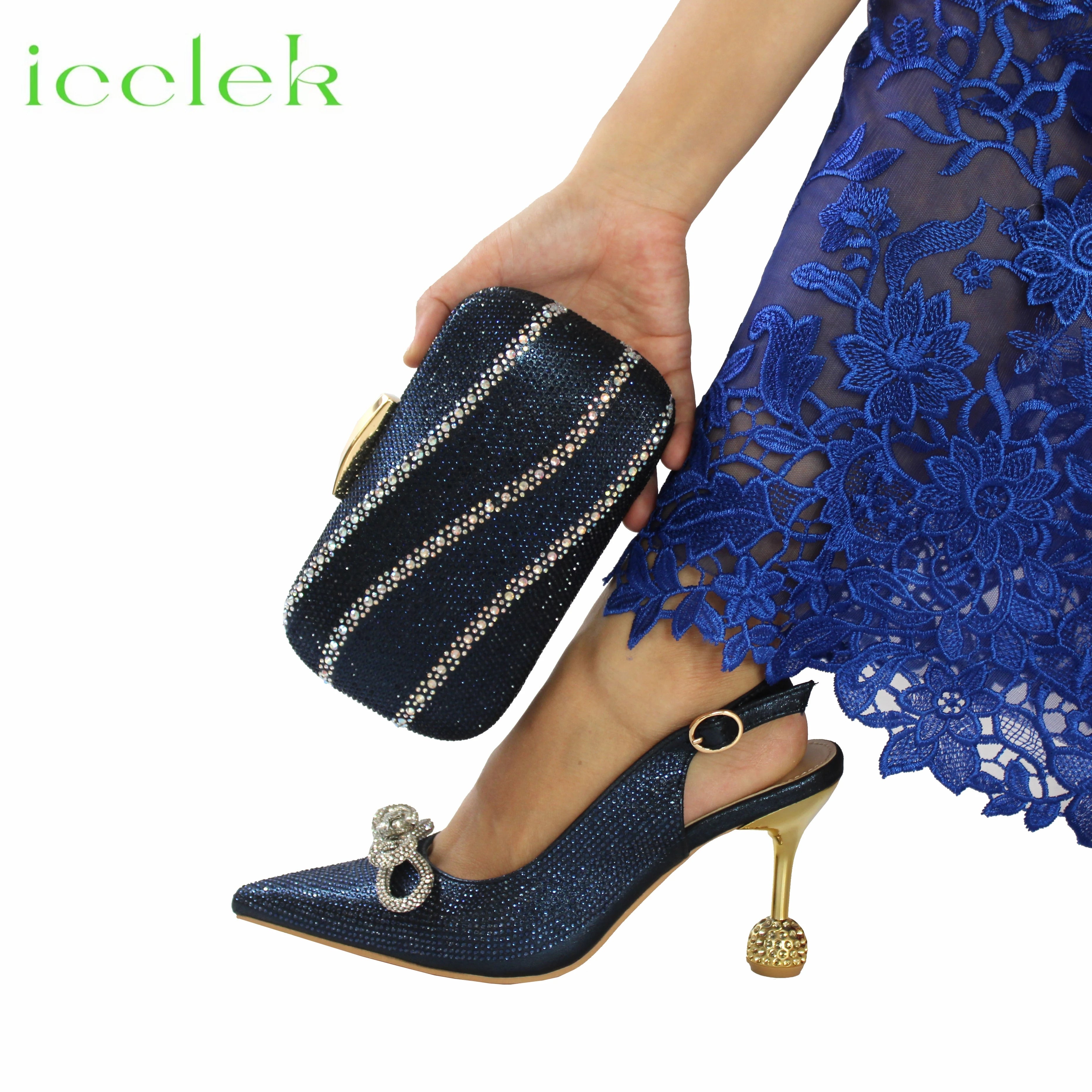 Wine Color Crystal Decoration Style Round Heels Friends Party Sandals and Bags