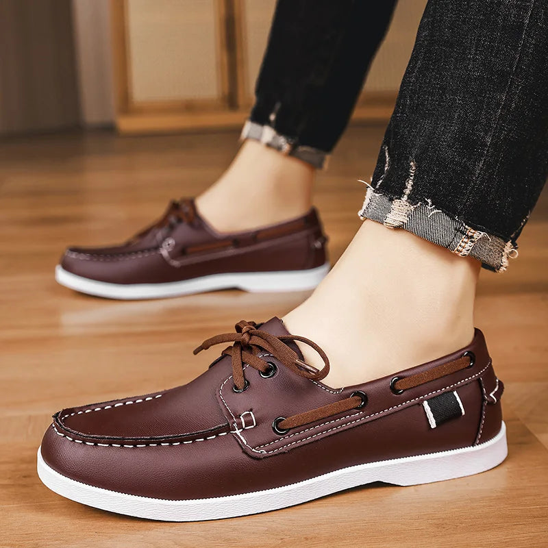 New Brand Casual Shoes for Men Comfy Leather Loafers Man Business Shoes Light Flat Social Shoe Male Driving Shoes Big Size 40-48