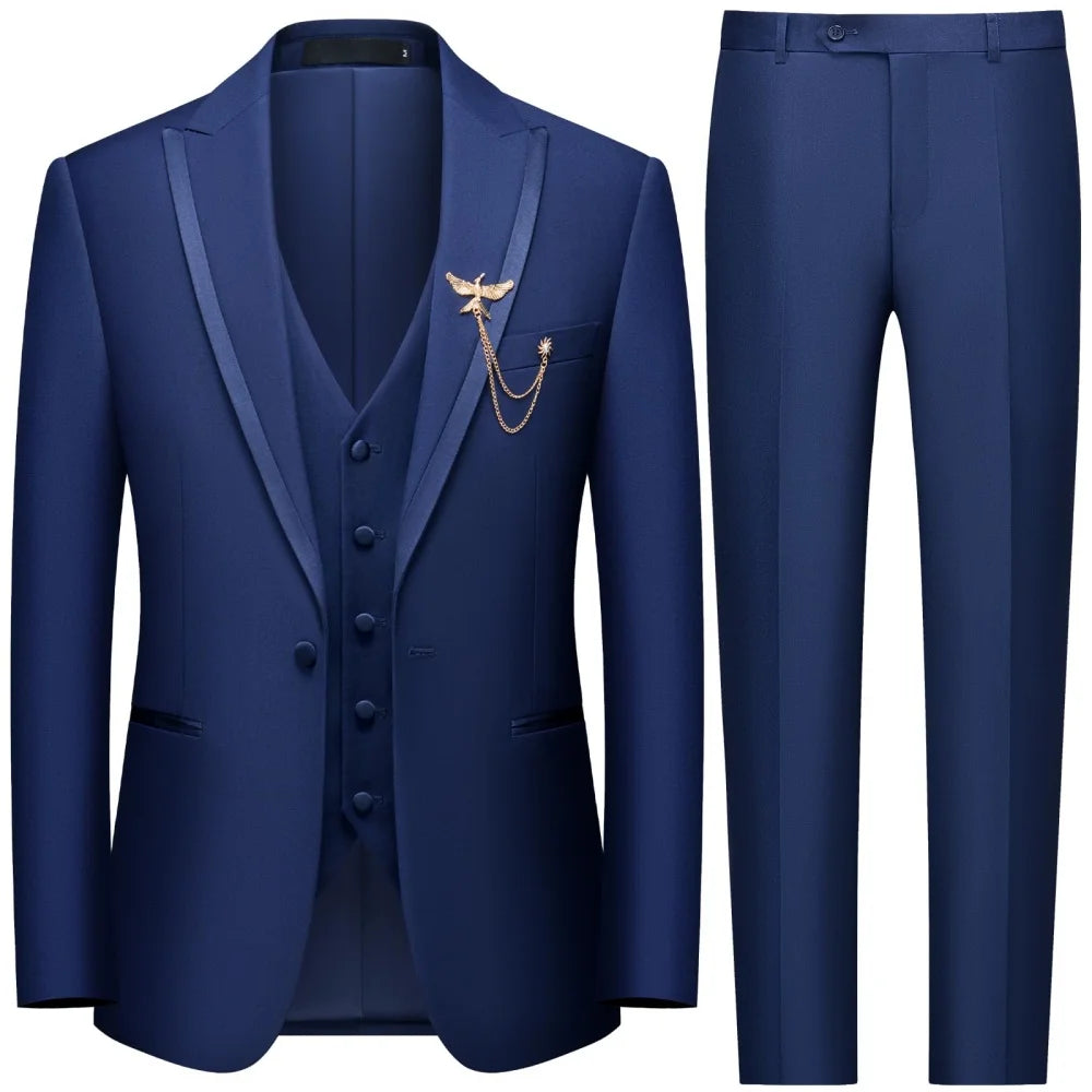 Men's black 3-piece slim fit casual Suits