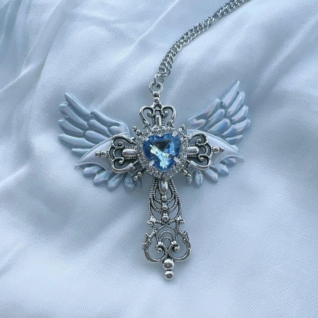 Accessory Wings Cross Pendant Necklace For Women
