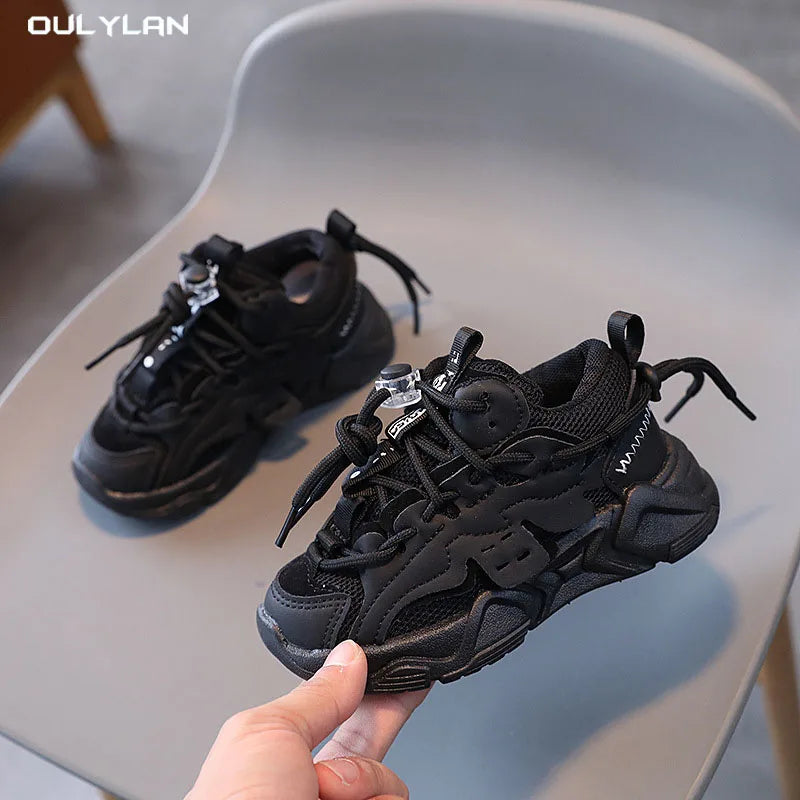2025 Spring Children's Double Net Sports Shoes Boys Girls Slip-on Casual Shoes Soft Sole Breathable Single Shoe Trend Fashion