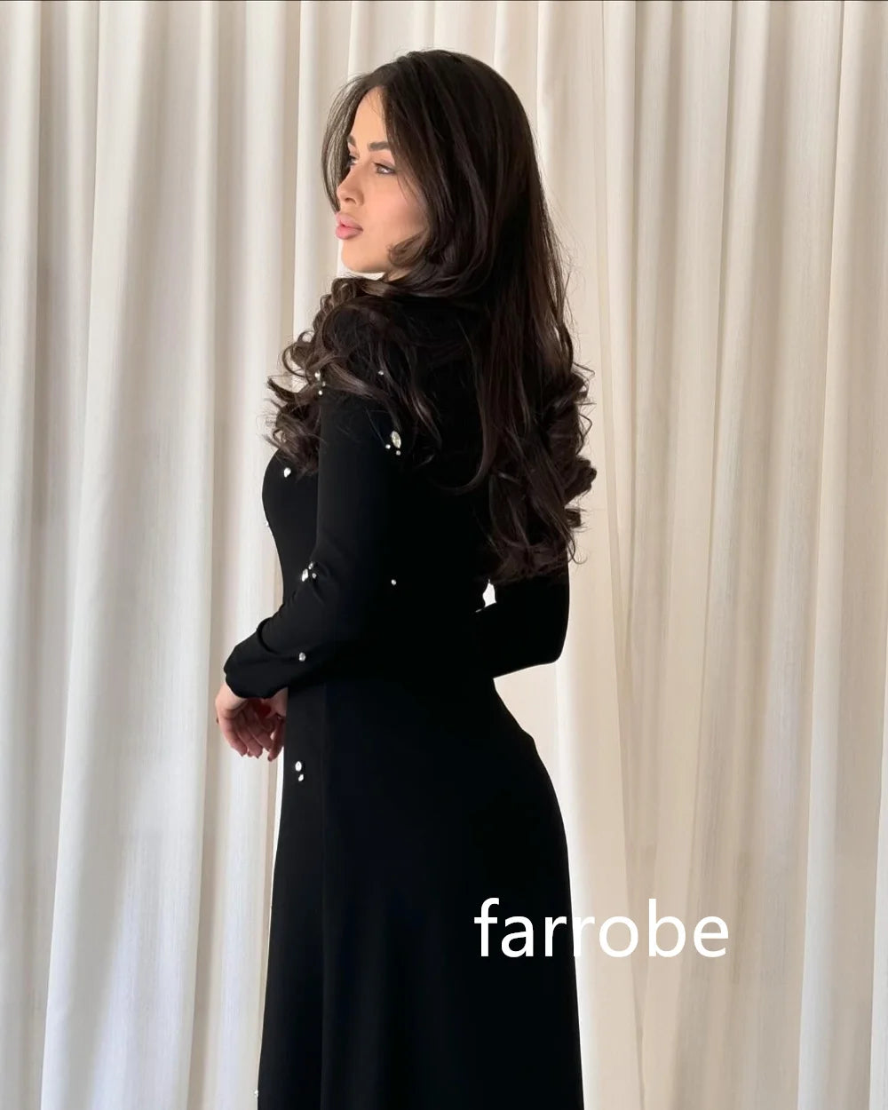 Customized Sparkle Jersey Pleat Sequined A-line O-Neck Long Dresses Prom Dresses Classic Exquisite Modern Style Pastrol Unisex F