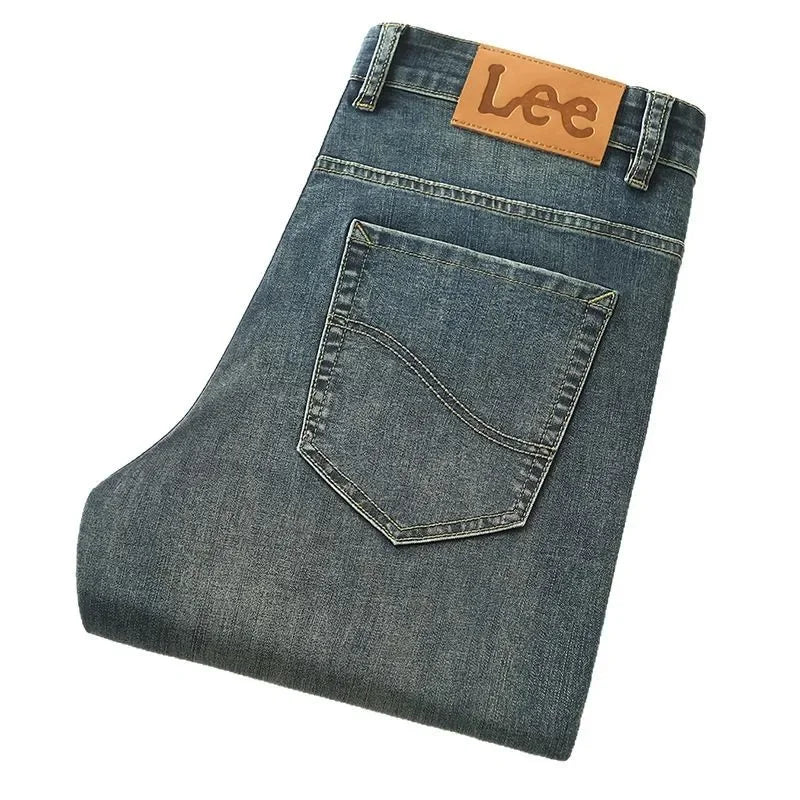 Lee Dex Men's Summer Thin Straight Leg Casual Jeans Slim Fit Long Trousers Comfortable Breathable Lightweight Denim Pants