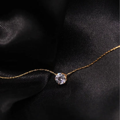 Stainless Steel Gold Plated Dainty Minimalist Zircon Necklace for Women