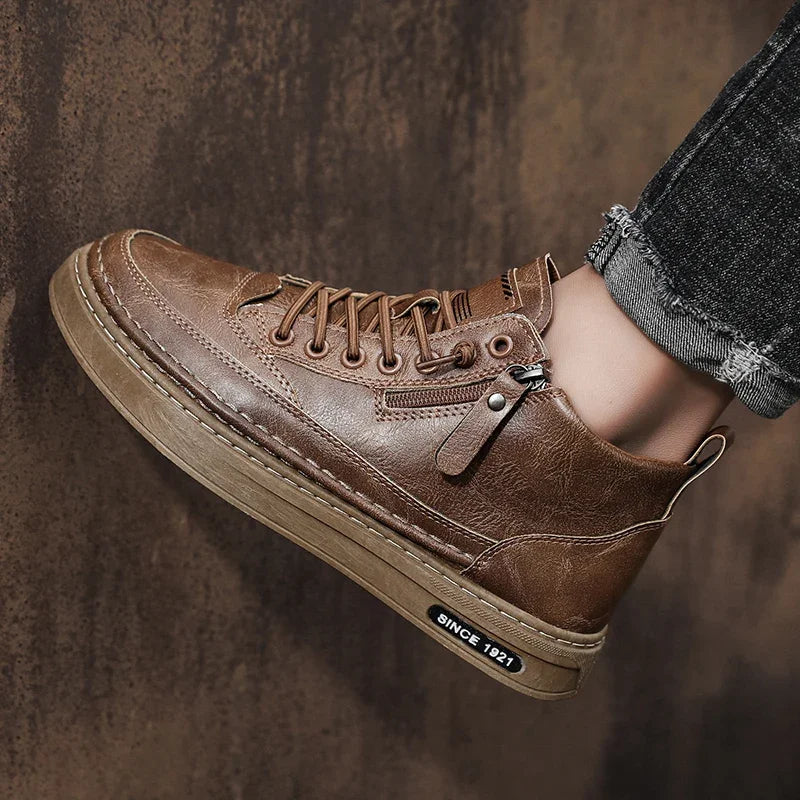 Men’s High-Top Leather Shoes – Casual Streetwear Shoes