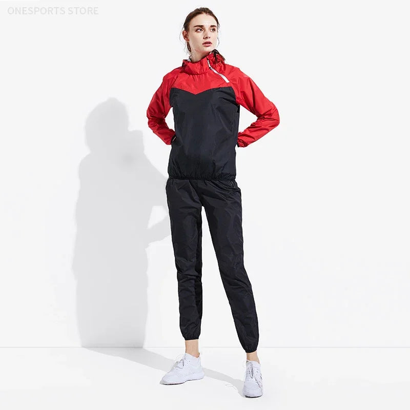 Sauna Suit Women Gym Clothing Set Men Pullover Hoodies Tops Running Fitness Exercise Sportswear Weight Loss Sweating Sports Suit