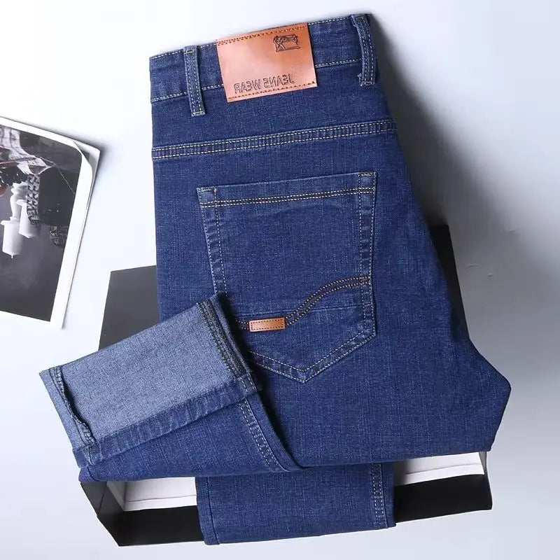 Spring Mens Black Blue Pants Pure Color Stretch Jeans Street Casual Slim Fit Trousers Male Vintage Wash Skinny Jeans for Men
