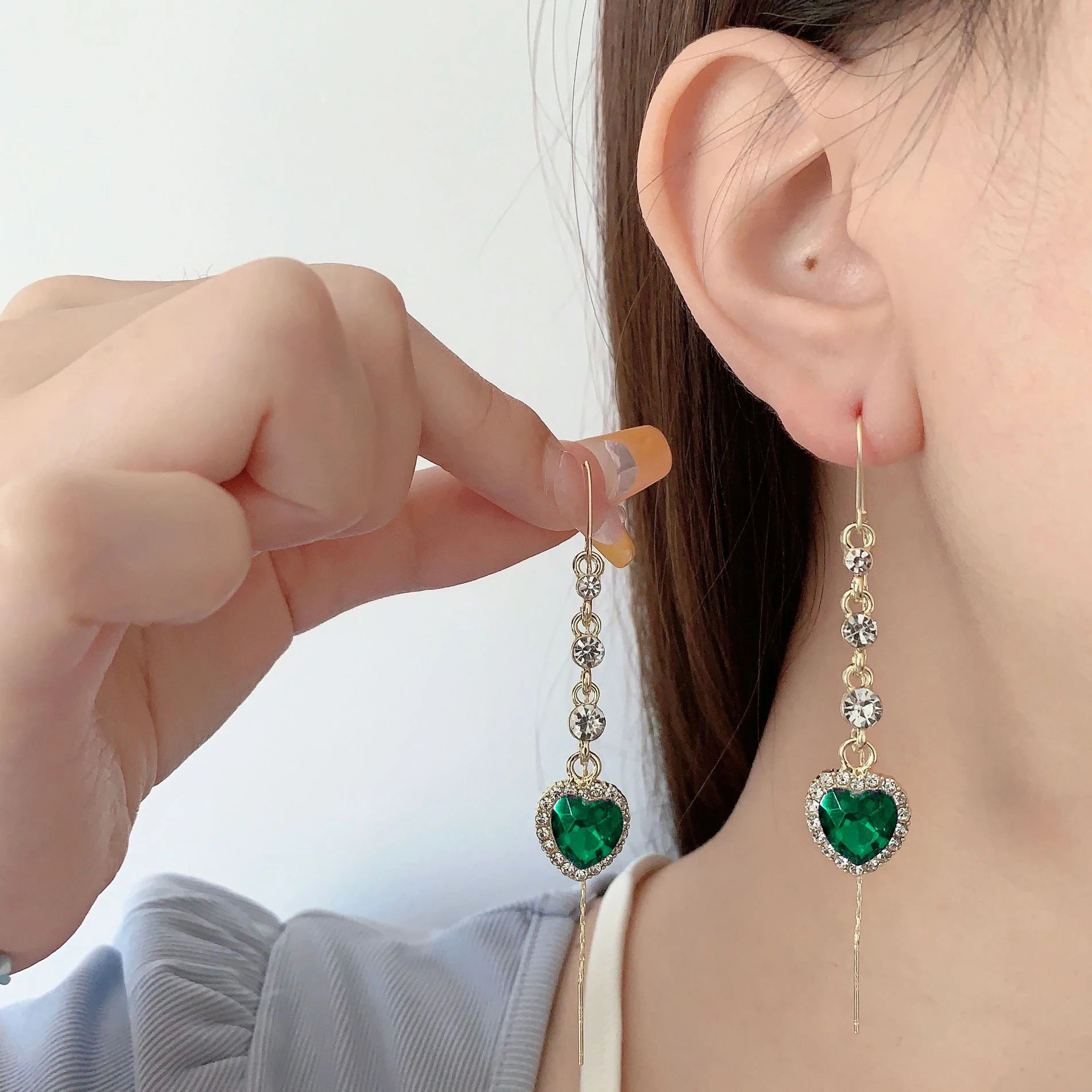 Exquisite Blue Heart Shaped Zircon Earrings for Women