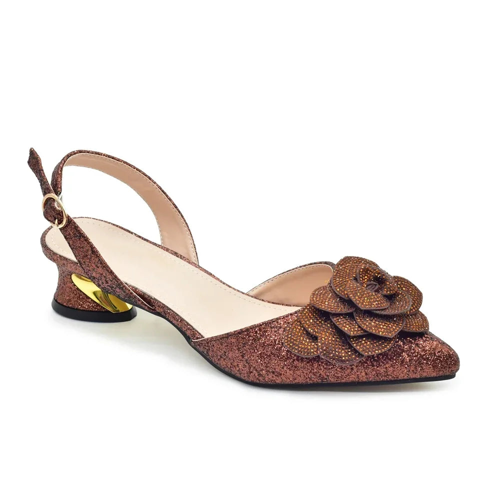 Fashion Shoe and Bag Set for Nigeria Party Italy Luxury Italian Shoes and Bag Set for Women Rhinestone Pumps Women Shoes Luxury