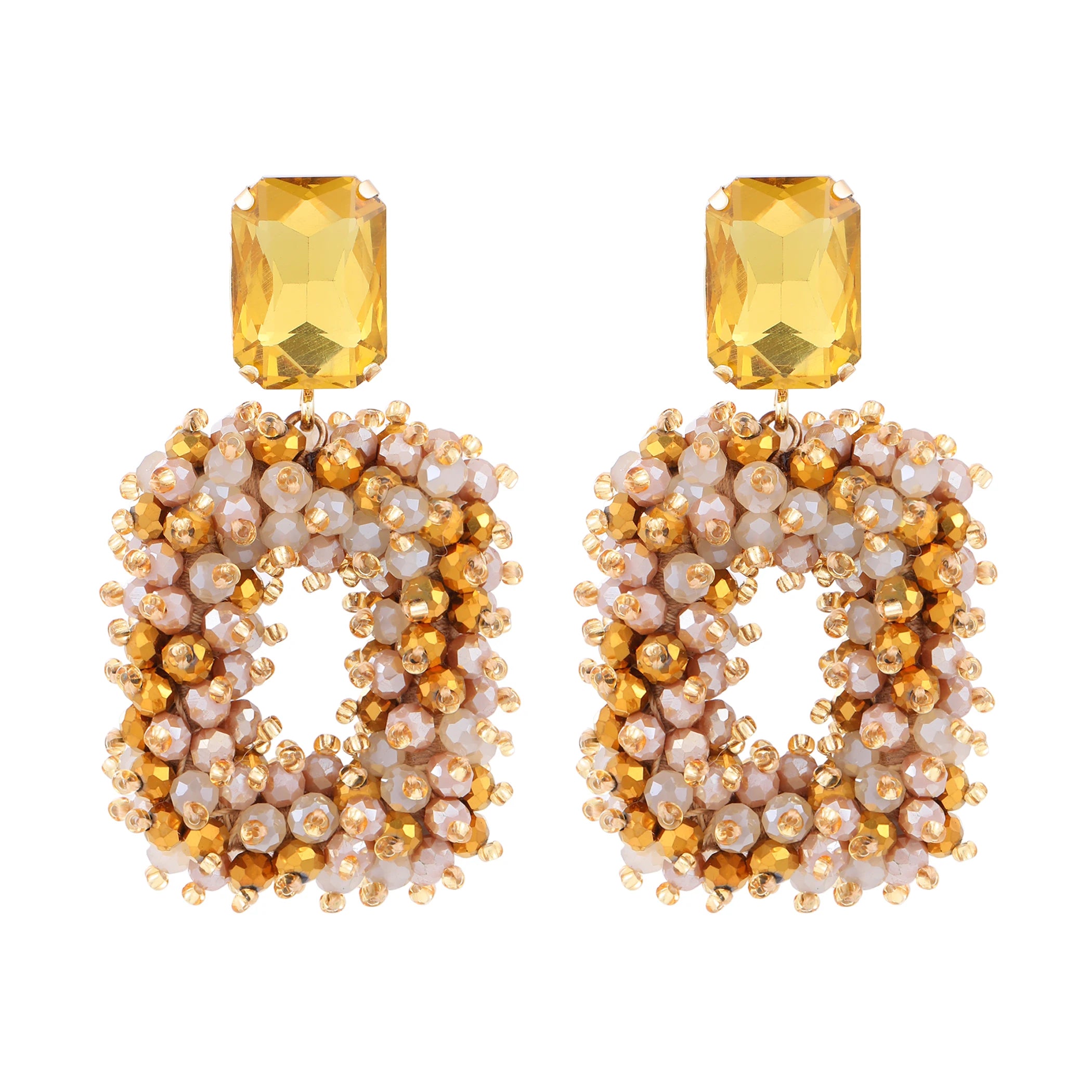Square Crystal Drop Earrings for Women