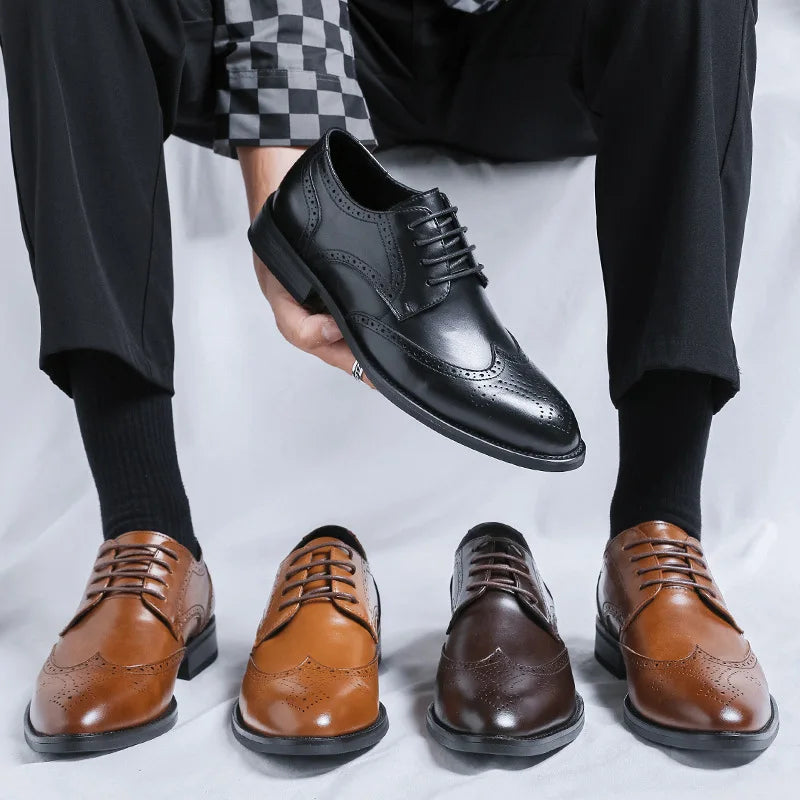 Handcrafted Men's Oxford Leather Shoes – Brown, Formal Business Wear, EU 40–48