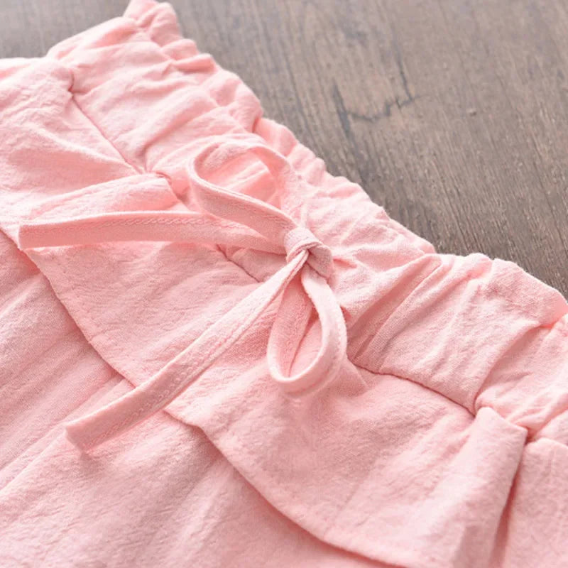 Casual Girl's Embroidered Sleeveless Shirt+Shorts