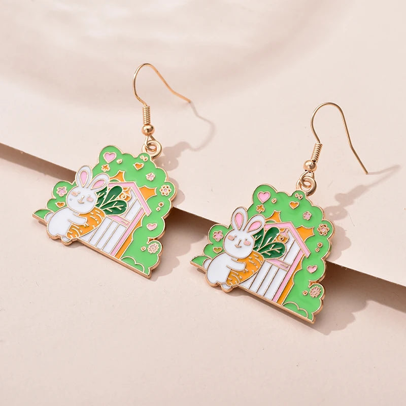 Fashion Cute Enameled Animal Dangle Drop Earrings