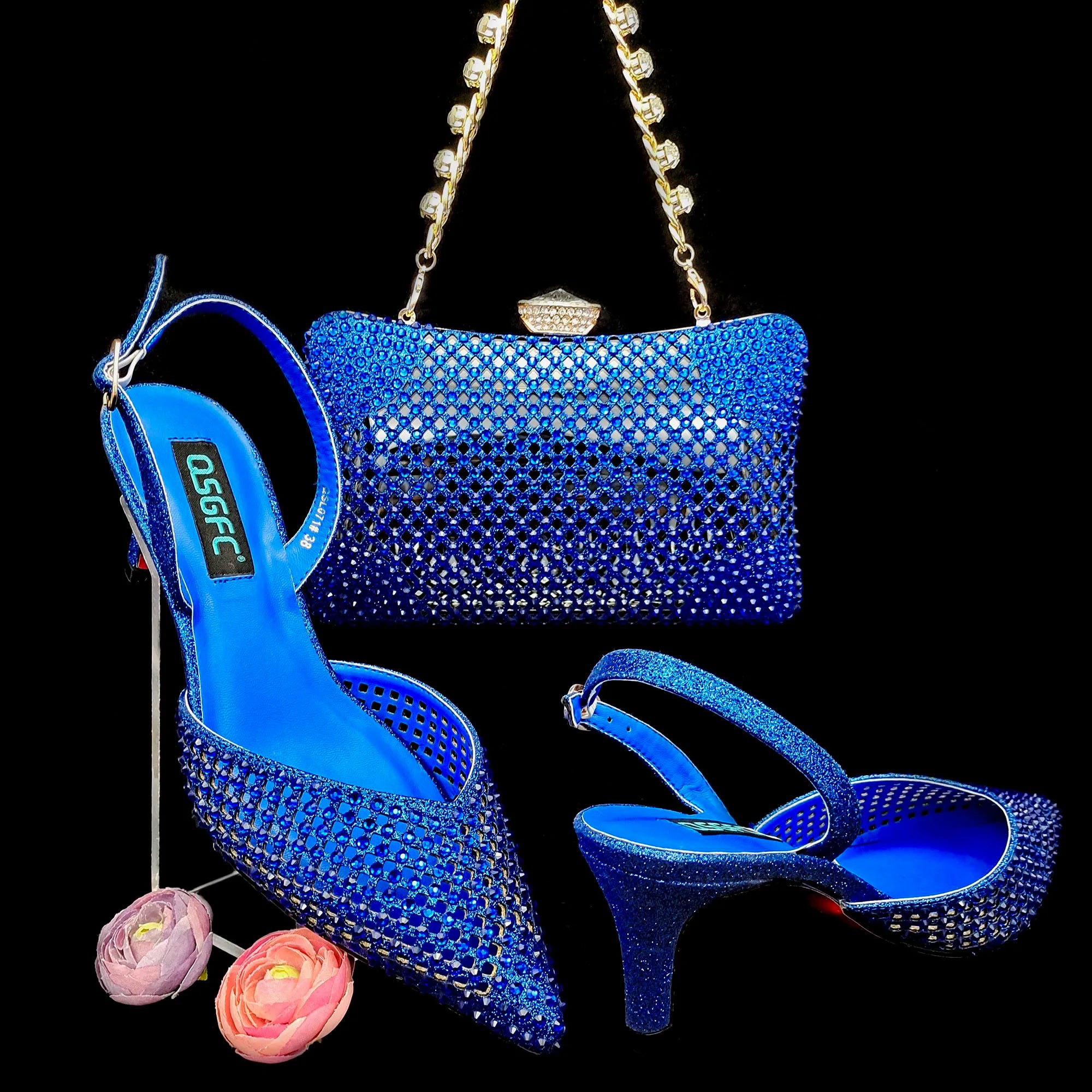 Bag And Comfortable Mid-heel Hollow Pointed Shoes Are Suitable For parties