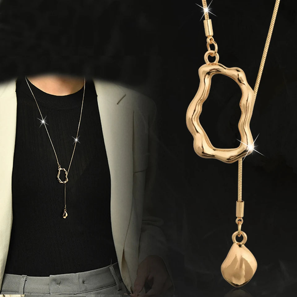 Stainless Steel Irregular Y-shaped Long Necklace for Women