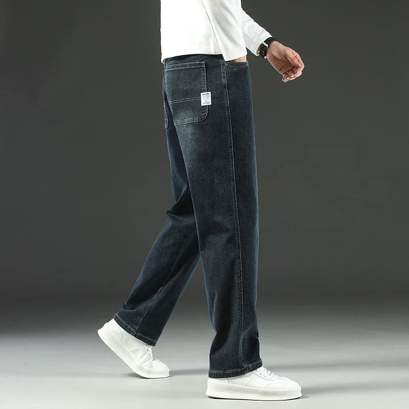 2025 New Style Y2 Spring and Autumn Loose Jeans Men's Baggy Straight Wide Leg Business Casual Pants Brand Men's Clothing