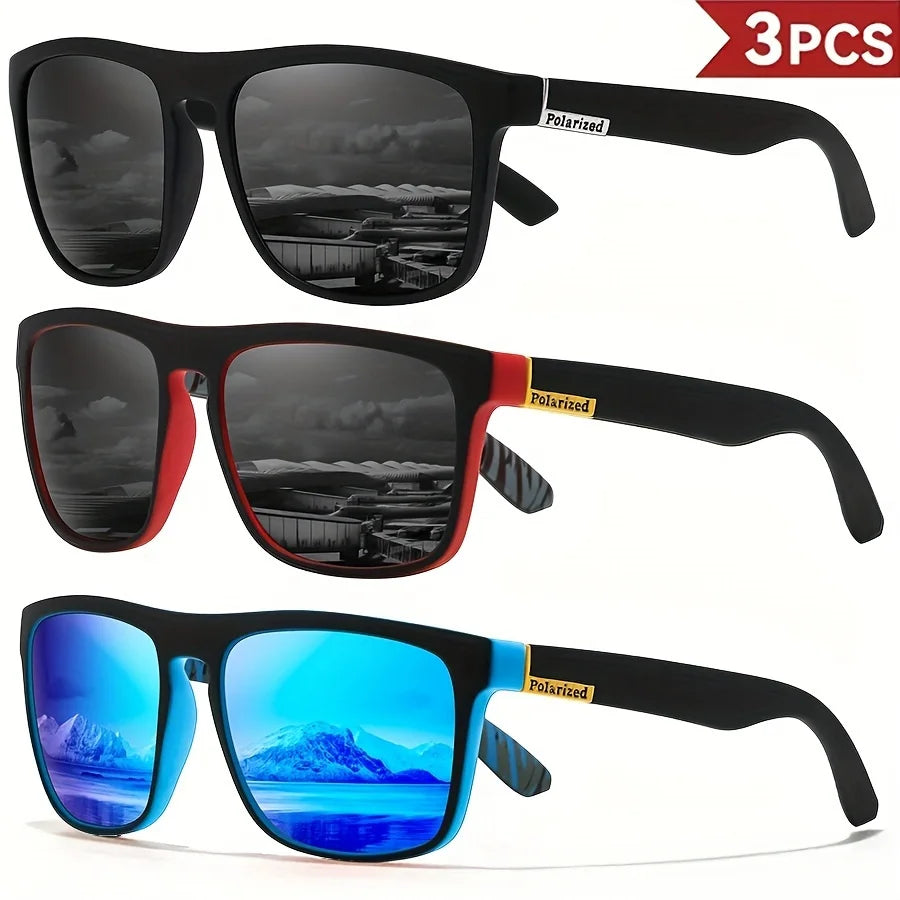 1-4 Paires de Lunettes de Soleil de Sport Polarisées Carrées Classiques pour Homme Monture Légère en PC Anti-UV400 pour Conduite Pêche Cyclisme Unisexe Durabilité
