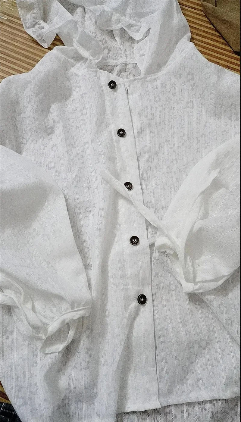 Girls Lace Sunscreen Coats Clothes 2025 Summer New Children's Breathable Thin Hooded Outerwear Kids Air Conditioner Shirt 1-5Y