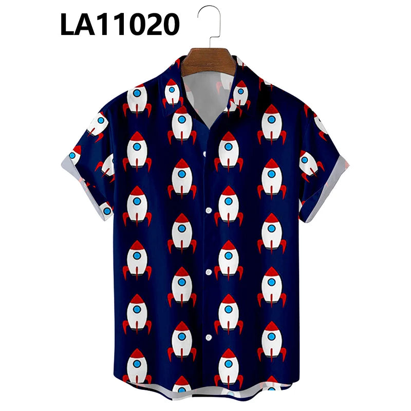 2024 Men's Shirts Creative Panda Printed Short Sleeve Shirt Men Street Summer Hawaii Beach Retro Harujuku For