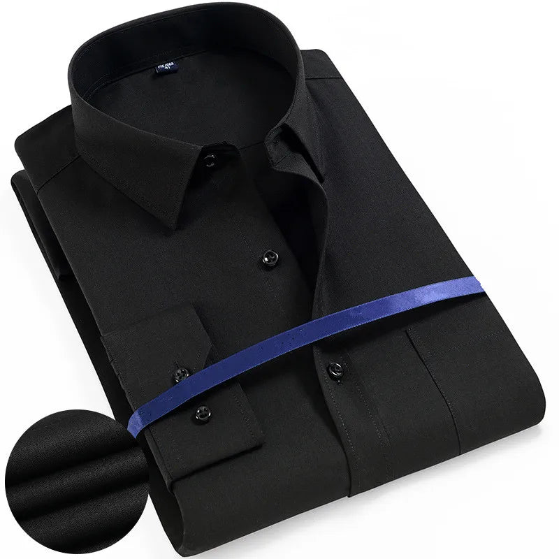 160KG New Men's Long Sleeved Shirt Classic Business Formal Social White- Black- Pink -Blue Super Large 8XL- 9XL 10XL-11XL Dating