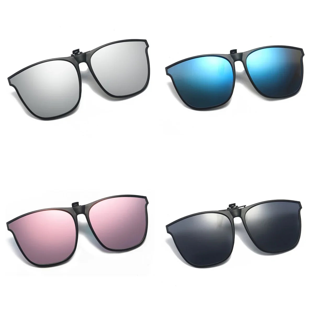 A Pair of New PC Clip Sunglasses for Outdoor Fishing and Driving. Clip Sunglasses for Day and Night Use.