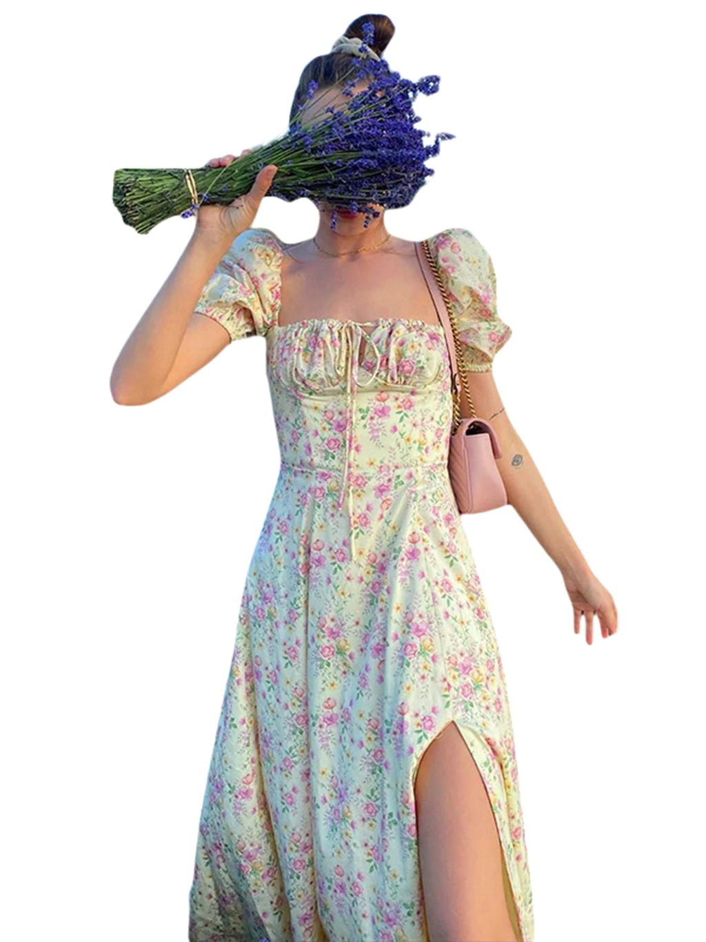 Elegant Women s Maxi Dress with Puff Sleeves