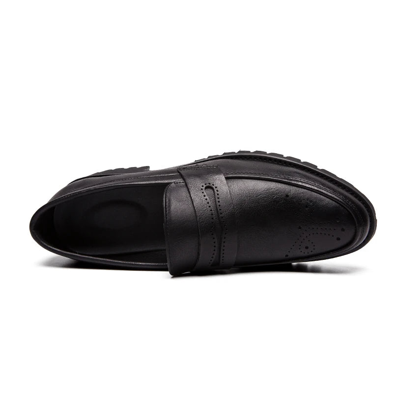2022 Luxury Brand Penny Loafers men Casual shoes Slip on Leather Dress shoes big size 38-46 Brogue Carving loafer Driving party