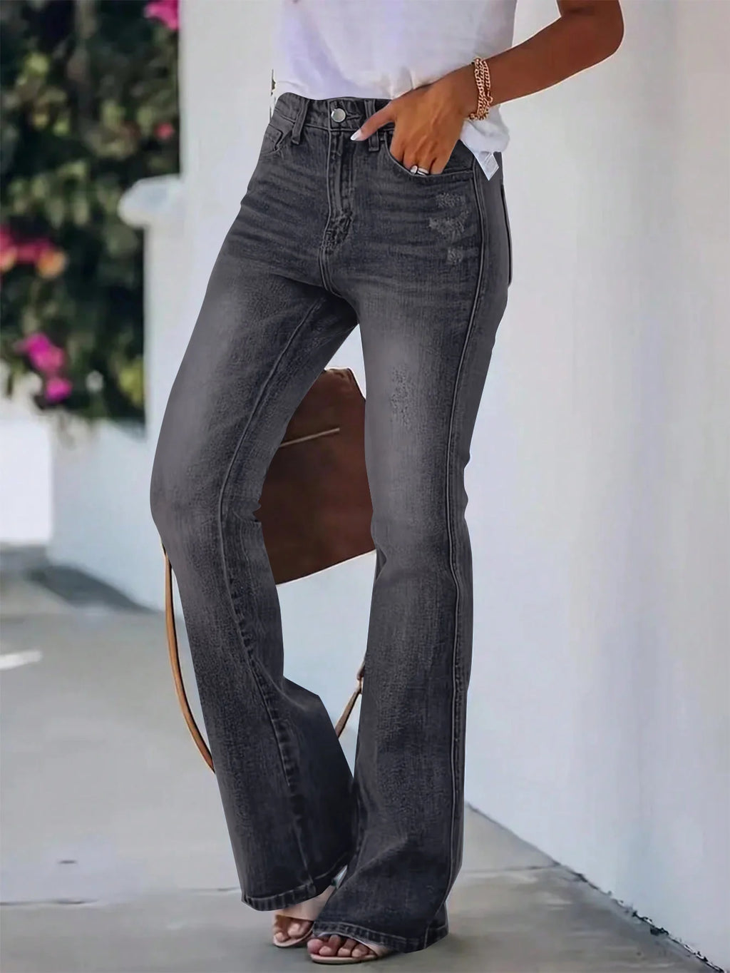 Women's horn jeans high waist Denim pants