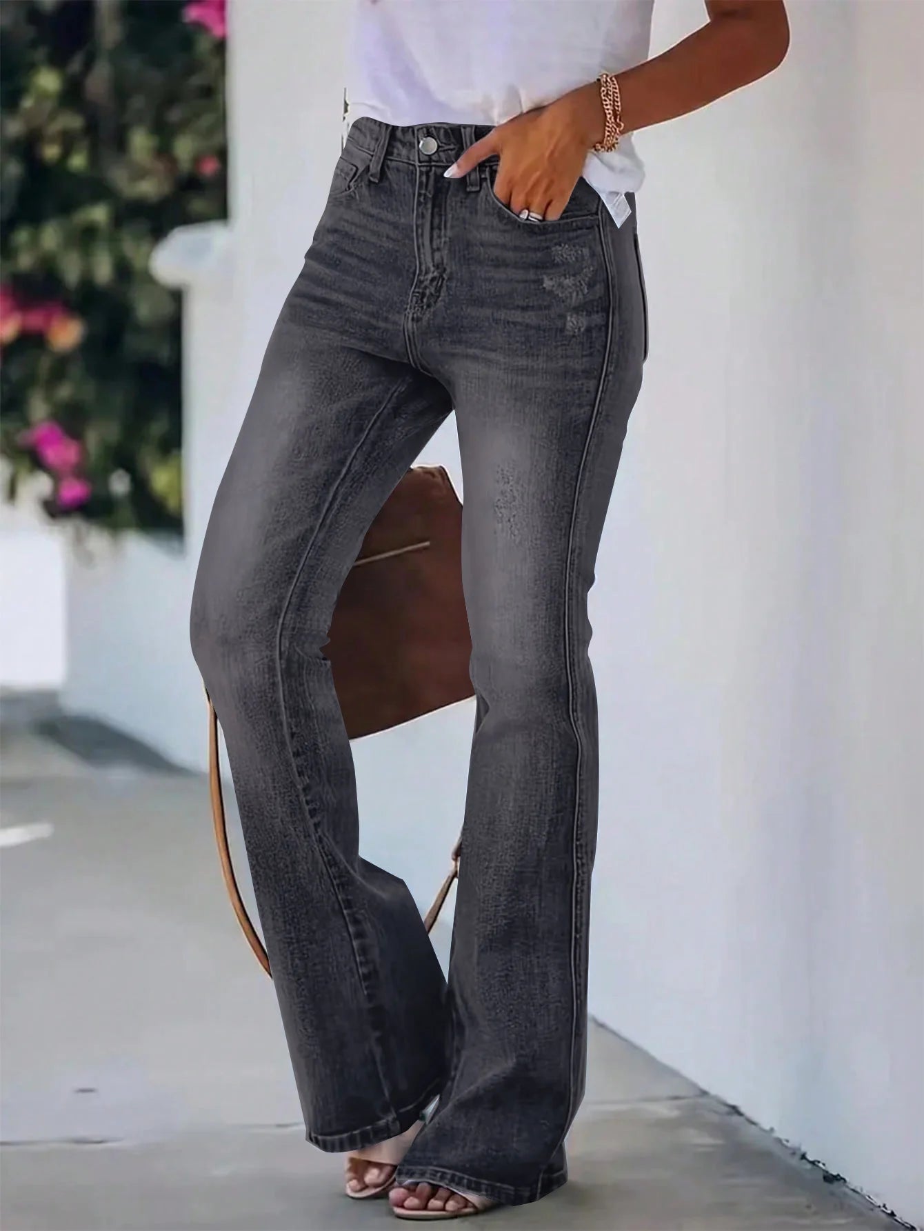 Women's horn jeans high waist Denim pants