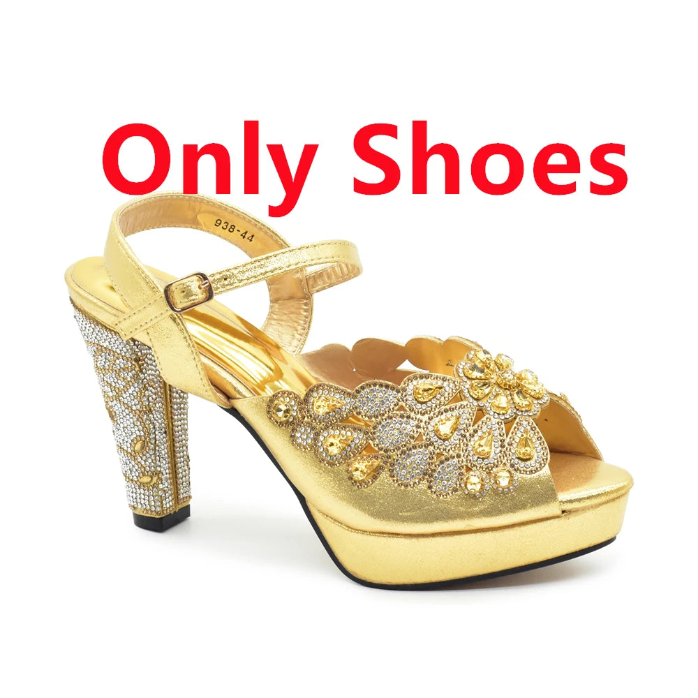 Peep Toe Thin Heels Shoes Matching Bag Set for Party