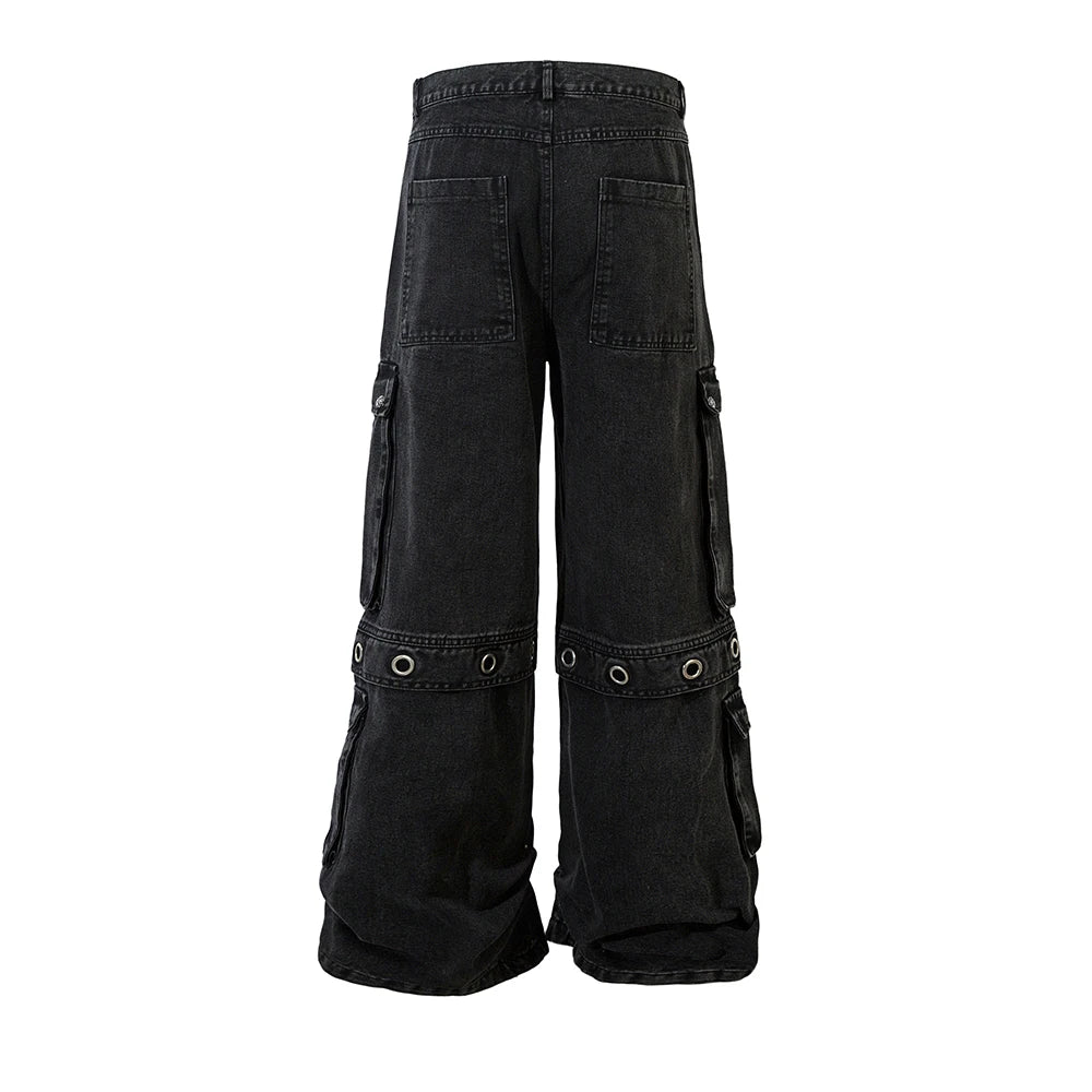 High Street Heavy Industry Multi-pockets Washed Cargo Pants