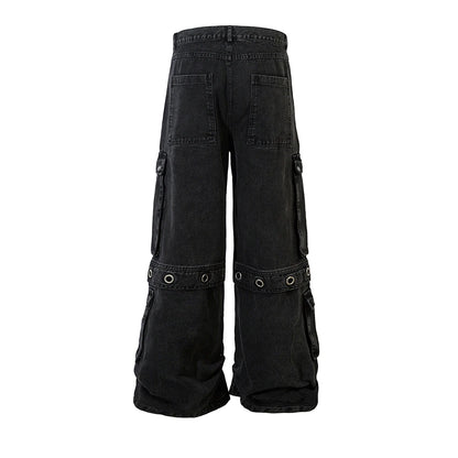 High Street Heavy Industry Multi-pockets Washed Cargo Pants
